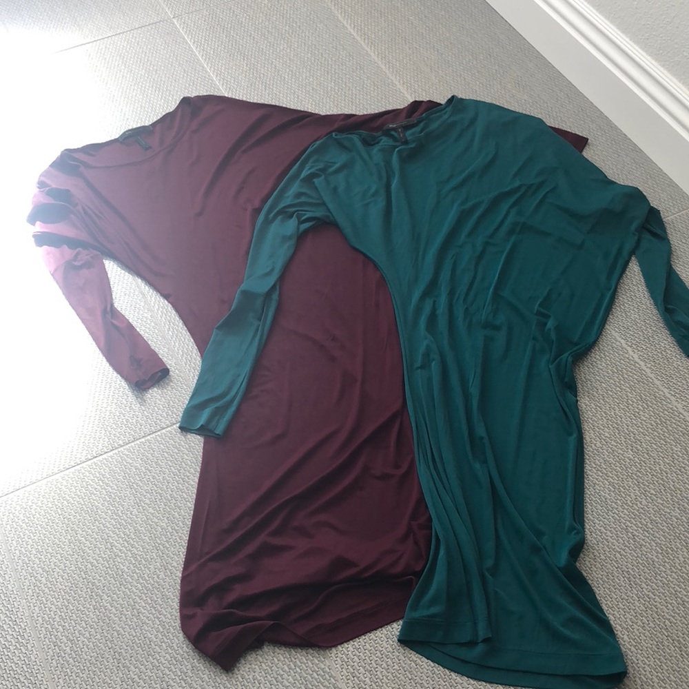 2 asymmetrical off the shoulder BCBG dresses